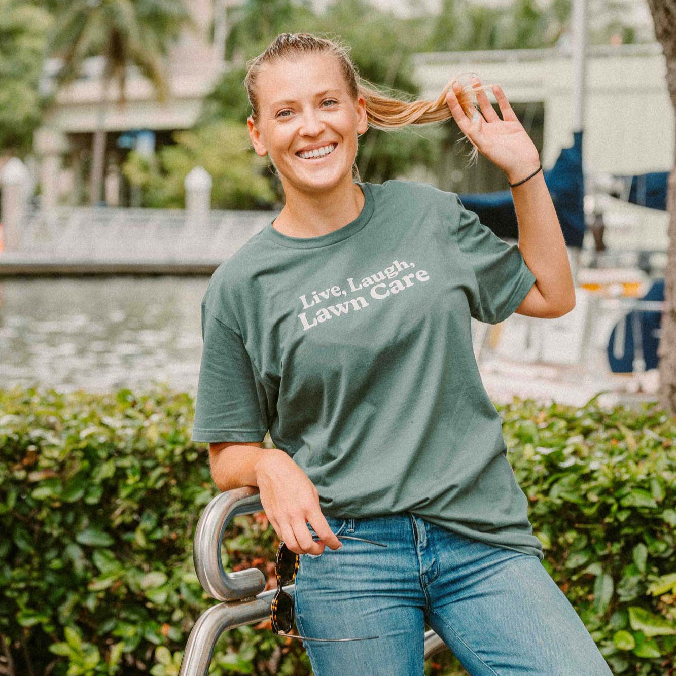 Live, Laugh, Lawn Care T Shirt - Middle Class Fancy