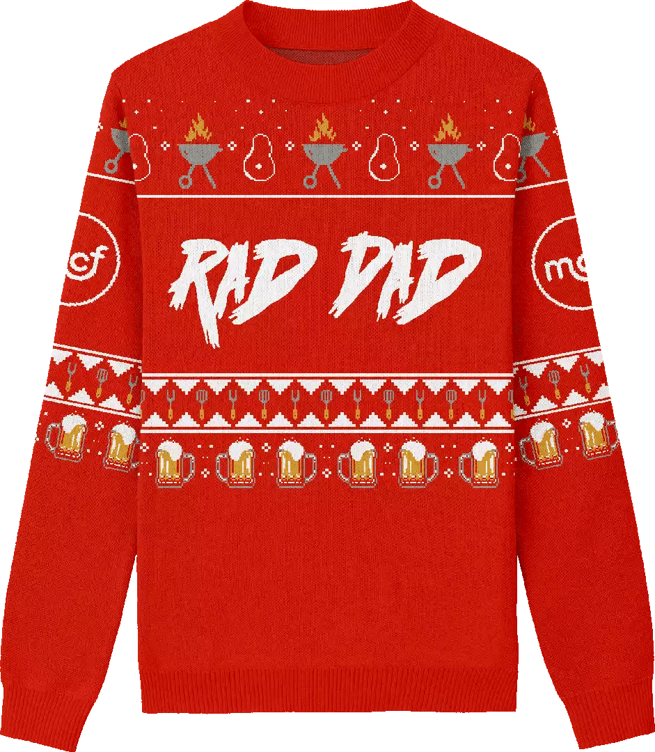 Rad Dad BBQ Red Knit Sweater - Middle Class Fancy