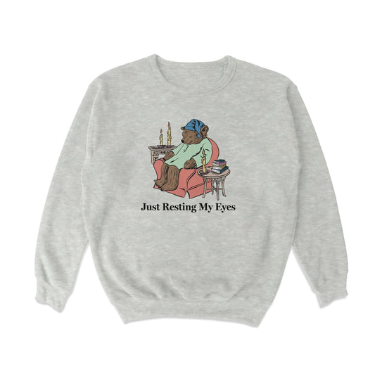 Resting My Eyes Bear Crewneck Sweatshirt - Middle Class Fancy