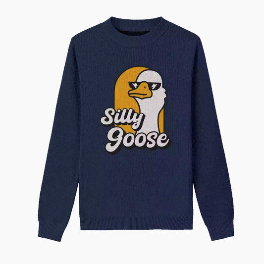 Silly Goose Navy Knit Sweater - Middle Class Fancy